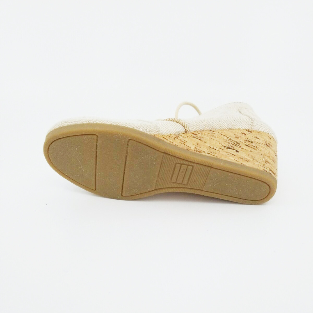 Toms Womens Desert Wedge Natural Metallic Linen - Picture 8 of 8
